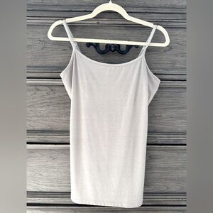 Express Gold Shelf Bra Cami Tank Top EUC Tan Nude Metallic Spaghetti Cam…